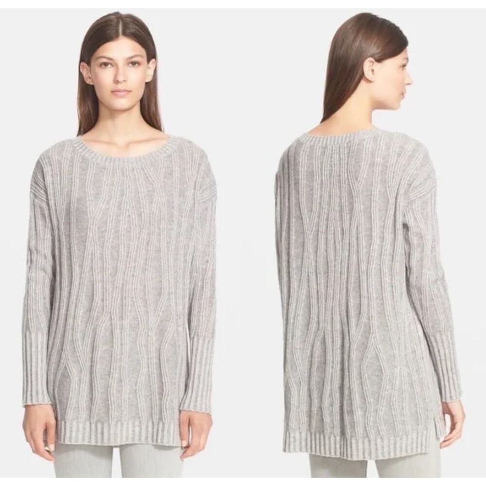 Vince Waterfall Raised Textured Knit Wool Cashmere Crewneck Sweater Medium